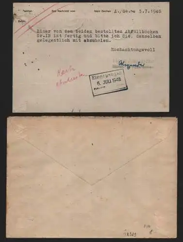 B12939 SBZ Brief Währungsreform Zehnfachfrankatur 1948 Chemnitz n. Rabenstein