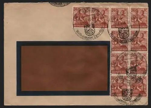 B12953 SBZ Brief Währungsreform Zehnfachfrankatur 1948 Radeberg Hartglaswerke