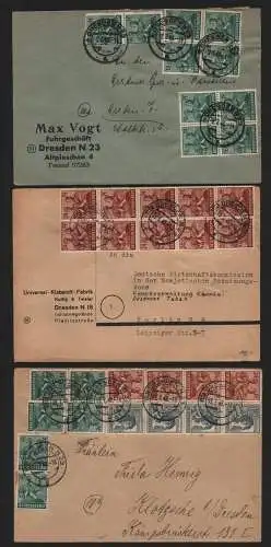 B12965 SBZ 3x Brief Währungsreform Zehnfachfrankatur 1948 Dresden nach Berlin