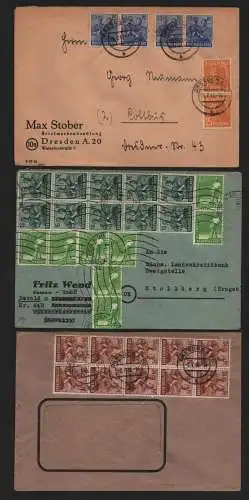 B12964 SBZ 3x Brief Währungsreform Zehnfachfrankatur 1948 Dresden nach Stollberg