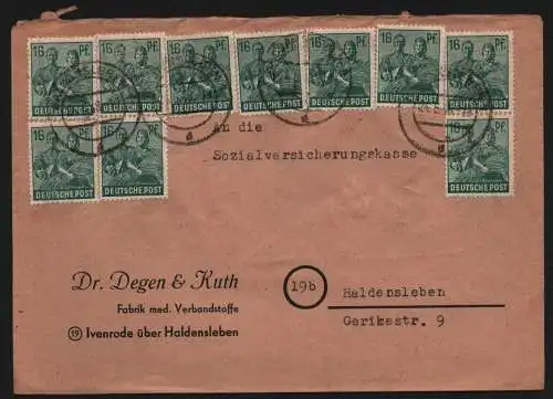 B13579 Brief SBZ Währungsreform 1948 Zehnfach Frankatur Ivenrode ü. Haldensleben