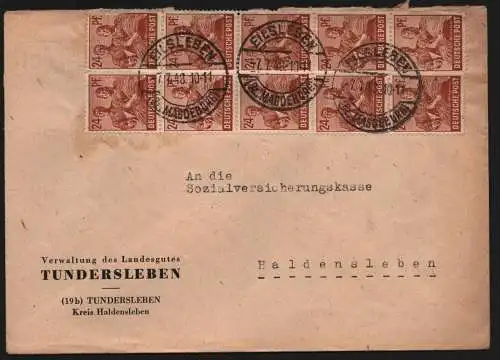 B13576 Brief SBZ Währungsreform 1948 Zehnfach Frankatur Tundersleben Eilsleben