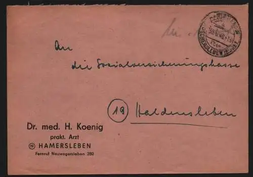 B13575 Brief SBZ Währungsreform 1948 Hamersleben Marken umseitig