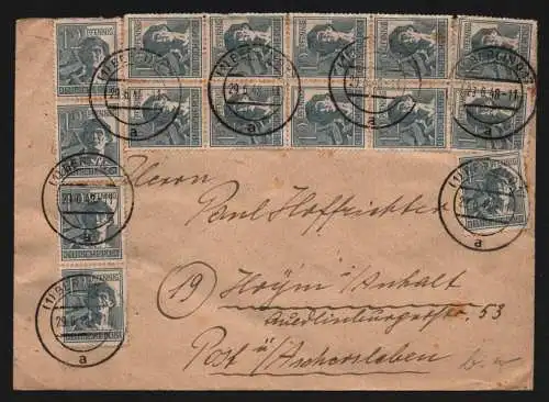 B13002 SBZ Brief Währungsreform Zehnfachfrankatur 1948 Berlin O 17 n Hoym Anhalt