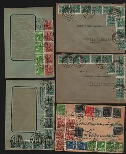 B13569 5x Brief SBZ Währungsreform 1948 Zehnfach Frankatur Haldensleben