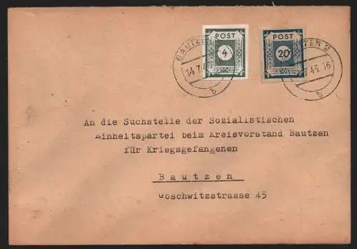 B12973 SBZ Postkarte Ostsachsen 1946 Bautzen