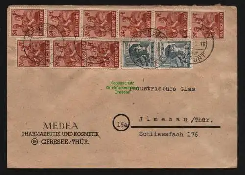 B12713 SBZ Währungsreform 1948 Zehnfach Frankatur Gebesee über Erfurt Medea