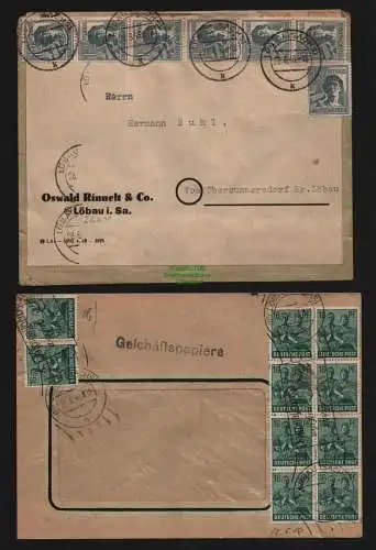 B12739 SBZ Währungsreform 1948 Zehnfach Frankatur 2x Löbau nach Obercunnersdorf