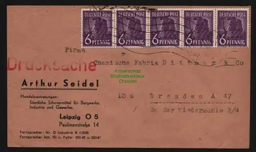 B12752 SBZ Währungsreform 1948 Zehnfach Frankatur 10x 944 Drucksache Leipzig