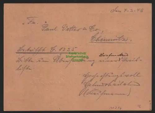 B11216 Brief SBZ Mecklenburg 1946 Ostseebad Kühlungsborn nach Chemnitz