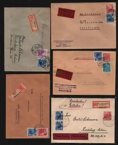 B12698 5x DDR 1955 Brief Eilboten Bernau Berlin Bad Blankenburg Dürrröhrsdorf an