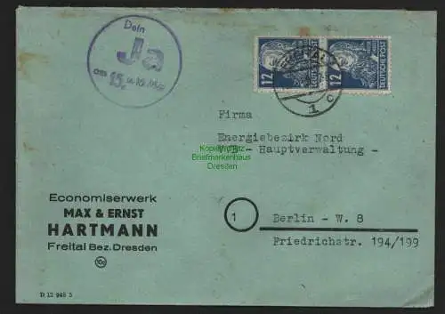 B11464 Brief DDR Propaganda Economiserwerk Freital 1949 Wahl Dein Ja nach Berlin