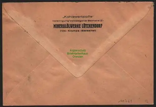 B10769 Brief DDR Propaganda Krumpa Geiseltal 1950 Mineralölwerke Lützkendorf