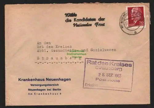 B10739 Brief DDR Propaganda Neuenhagen bei Berlin 1963 Wählt die Kandidaten der