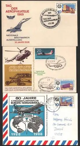 B-14605 3x DDR Sonderkarte Tag der Aerophilatelie 1969 Magdeburg Hoyerswerda