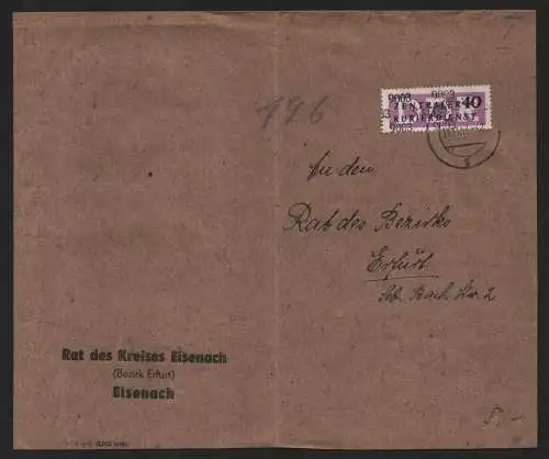 B14066 DDR ZKD Brief 1957 12 9003 Eisenach Rat des Kreises an nach Erfurt
