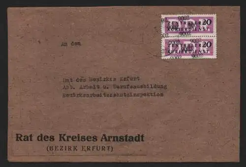 B14063 DDR ZKD Brief 1957 2x15 9002 Arnstadt Rat des Kreises an Rat des Bezirkes