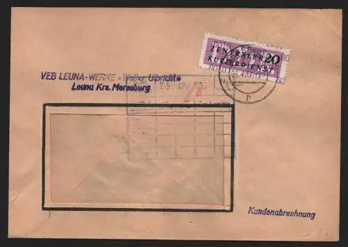 B14029 DDR ZKD Brief 1957 11 8010 Merseburg  VEB Leuna Werke Walter Ulbricht  an