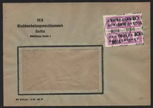 B14071 DDR ZKD Brief 1957 2x14 9004 Gotha VEB Blechbearbeitungsmaschinenwerk an