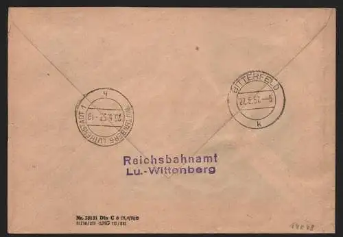 B14048 DDR ZKD Brief 1957 11 8018 Wittenberg Deutsche Reichsbahn an nach Bitterf