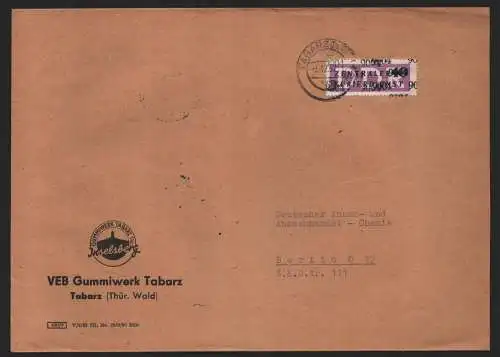 B14070 DDR ZKD Brief 1957 12 9004 Gotha VEB Gummiwerk  an DIA Chemie Berlin O 17