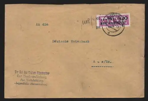 B13879 DDR ZKD Brief 1957 15 3001 Altentreptow Rat des Kreises Volksbildung Juge