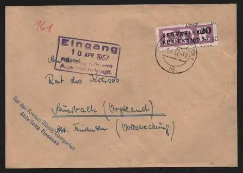 B13855 DDR ZKD Brief 1957 11 1005 Ribnitz-Damgarten Rat des Kreises an Auerbach