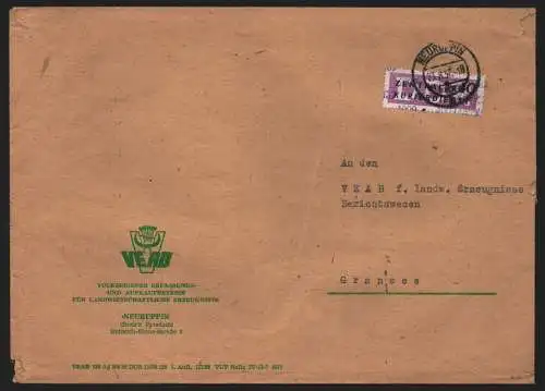 B13921 DDR ZKD Brief 1957 12 4009 Neuruppin Aufkaufbetrieb Landwirtschaftliche E