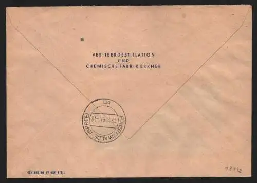 B13942 DDR ZKD Brief 1957 15 5007 Fürstenwalde VEB Teedestillation Erkner an nac