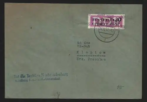 B13888 DDR ZKD Brief 1957 15 3005 Neustrelitz Rat des Bezirkes Neubrandenburg  a