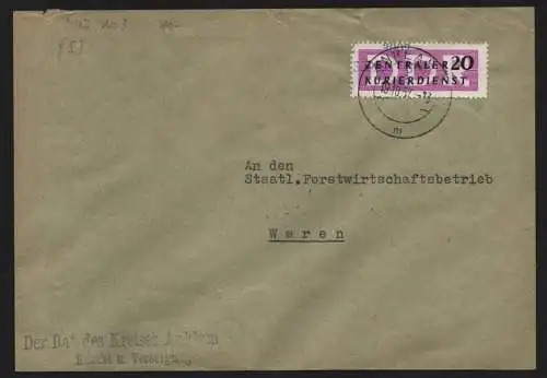 B13881 DDR ZKD Brief 1957 15 3002 Anklam Rat des Kreises Handel Versorgung  an S