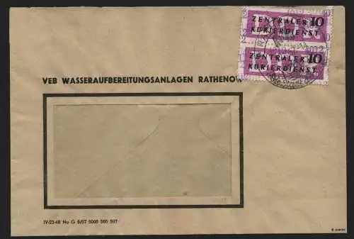 B13928 DDR ZKD Brief 1957 2x14 4012 Rathenow VEB Wasseraufbereitungsanlagen  an