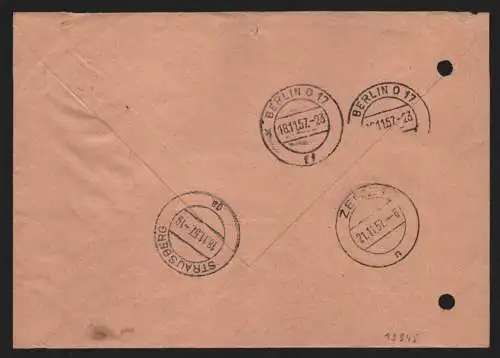 B13945 DDR ZKD Brief 1957 15 5009 Strausberg Rat des Kreises an Deutsche Notenba