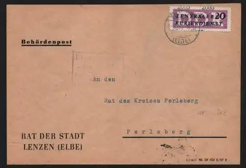 B13871 DDR ZKD Brief 1957 11 2005 Ludwigslust Rat der Stadt Lenzen Elbe  an Rat