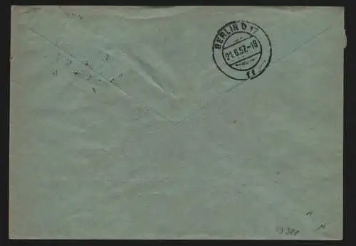B13388 DDR Dienst ZKD 14 1602 Brief 1957 Berlin VEB Berliner Vergaser Fabrik 159