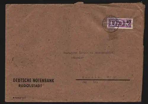 B11908 DDR ZKD 12 1106 Brief Deutsche Notenbank Rudolstadt 1957 nach Berlin