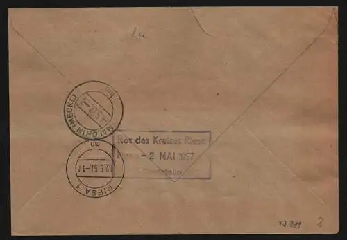 B13289 DDR Dienst ZKD 11 1312 Brief 1957 Riesa Konsum Genossenschaftsverband