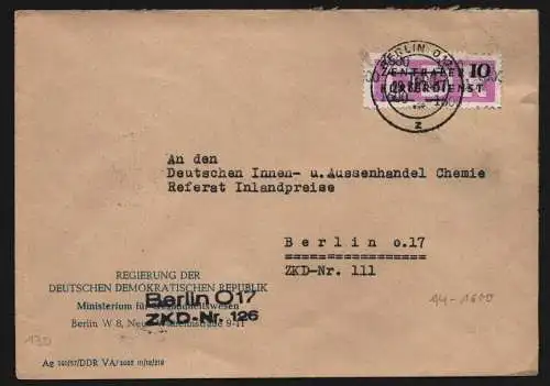 B13333 DDR ZKD 14 1600 Brief 1957 Berlin Regierung Ministerium Gesundheitswesen