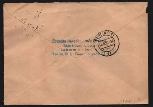 B13375 DDR Dienst ZKD 14 1601 Brief 1957 Berlin Deutsche Handelszentrale Chemie