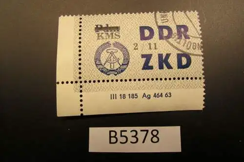 B5378 DDR ZKD C 53 X KMS auf Pdm 2/10 ungültig gestempelt DV III18 185 Ag 464 63