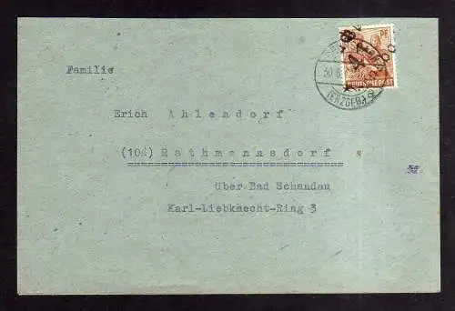h1988 Handstempel Bezirk 41 Bernsbach Brief 30.6.48 nach Rathmannsdorf