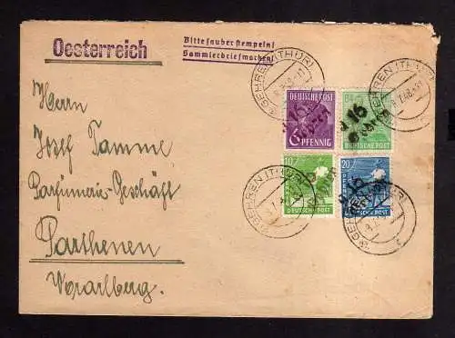 h1960 Handstempel Bezirk 16 Gehren 3x Auslandsbrief Österreich 6 Pfg. roterAufdr