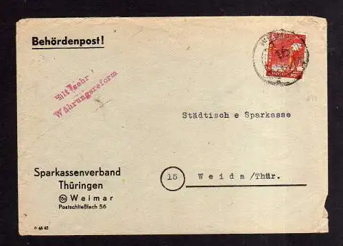 h1646 Handstempel Bezirk 16 Weimar Behördenpost offen verschickt Eilt sehr Währu