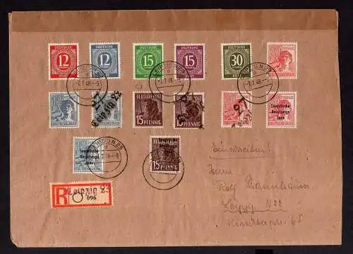 h1099 Brief Handstempel Bezirk 27 Leipzig 22 Einschreiben 096 7.7.48 mit Ankunft