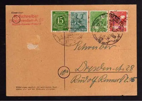 h1121 Postkarte Handstempel Bezirk 14 26.6.48 Philatelistentreffen SST