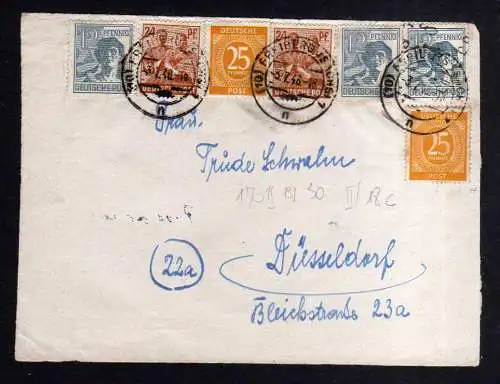 h1070 Briefvorderseite Handstempel Bezirk 14 Freiberg mit Zehnfach 3.7.48 gepr.
