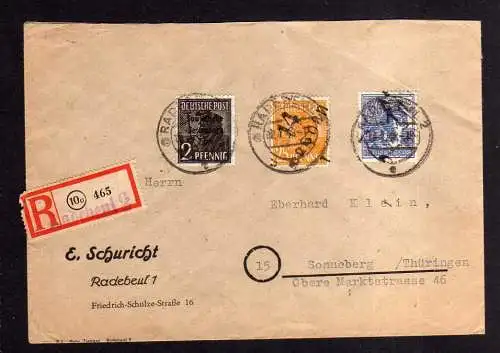 h1153 Brief Handstempel Bezirk 14 Dresden 25, 80 Pfg. 10.7.48 Einschreiben gepr.