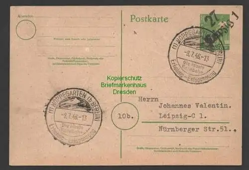 B7523 SBZ Ganzsache Handstempel 27 Leipzig 10 Pfg. Blanko Stempel Hoppegarten b