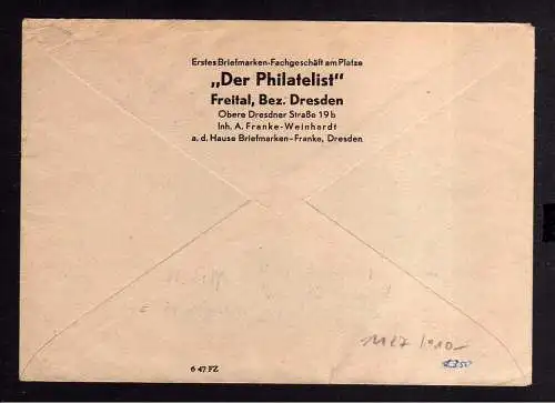 h1127 Brief Handstempel Bezirk 14 Dresden SST Philatelistentreffen MiF Fensterum