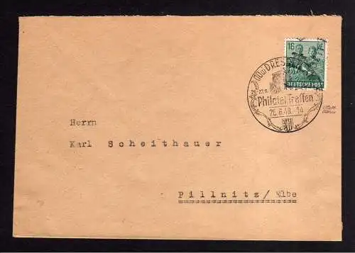 h1115 Brief Handstempel Bezirk 14 16 Pfg. nach Pillnitz SST Philatelistentreffen